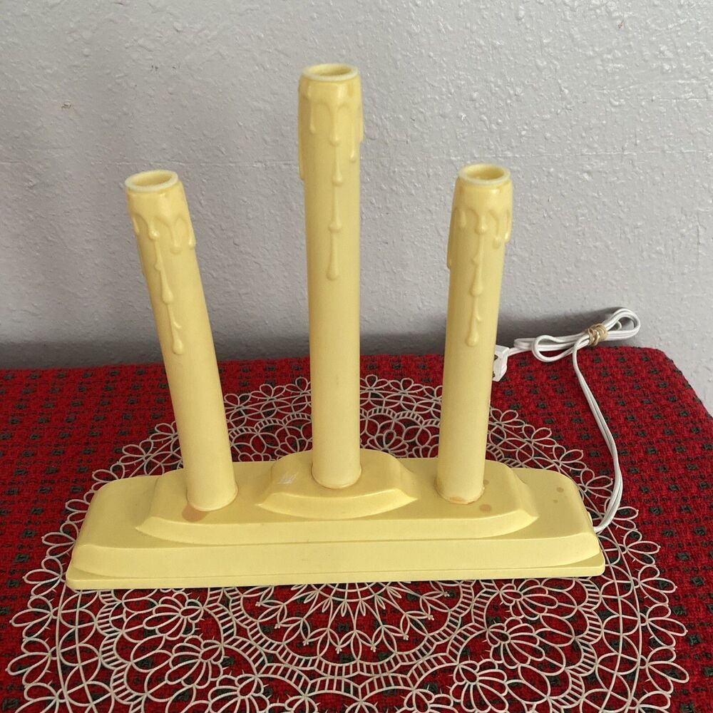 Vintage Tier 3 Light Electric Christmas Window Candle Candelabra Drip Wax
